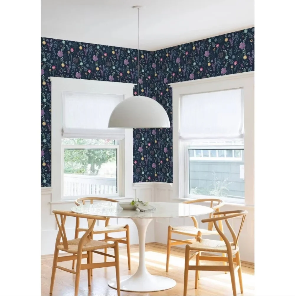 Disney Encanto Embroidery Floral Kids' Peel and Stick Wallpaper Navy